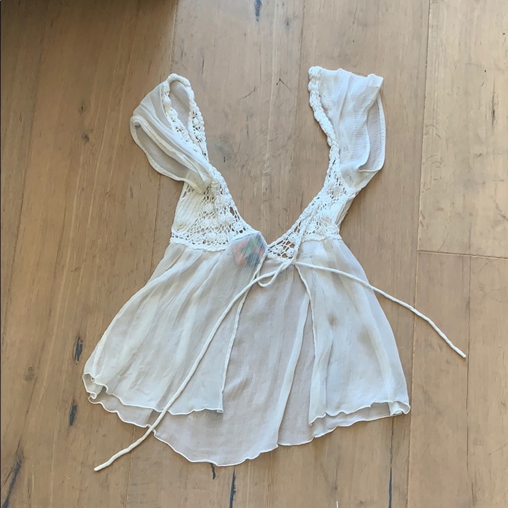Miss Sixty Tiny Lace White Tie Cover / Top